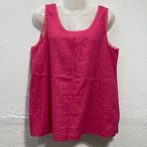 Preston & York 100% Linen Sleeveless Tank Top Minimalist Size 14 Resort Pink